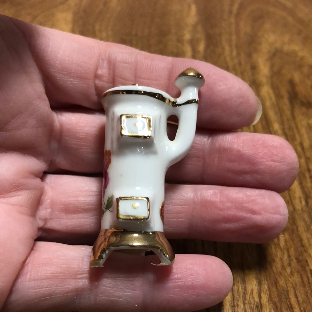 Miniature White Teapot with Gold Accents